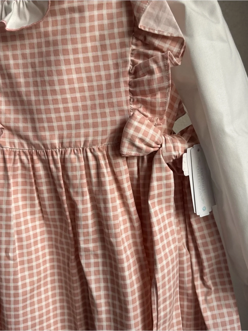 NWT Edgehill Collection Baby Girls Long Sleeve Check Side-Bow Dress Sz 6X